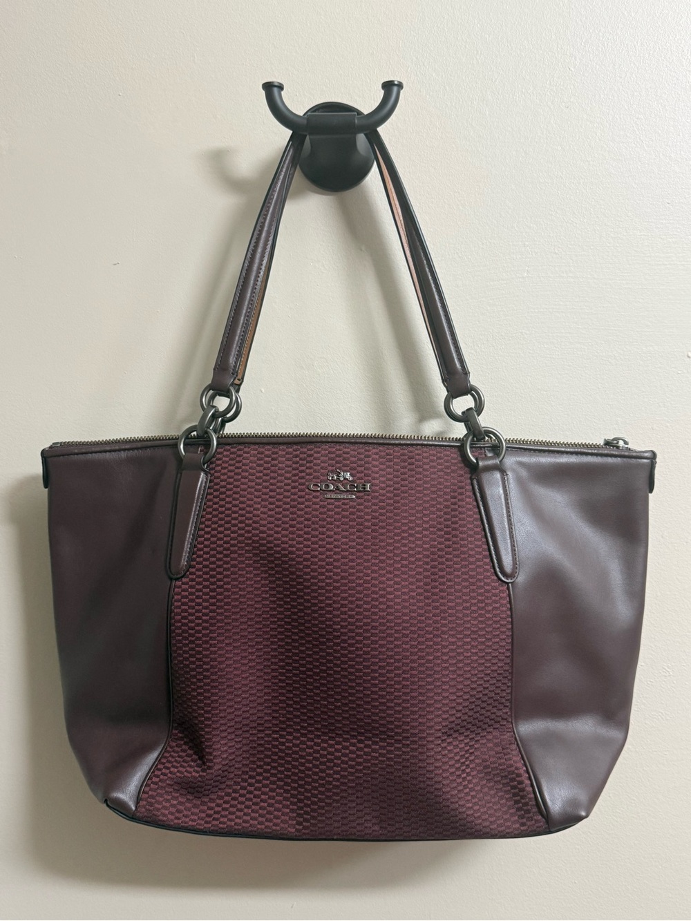 Coach Burgundy and Dark Brown Women's Tote